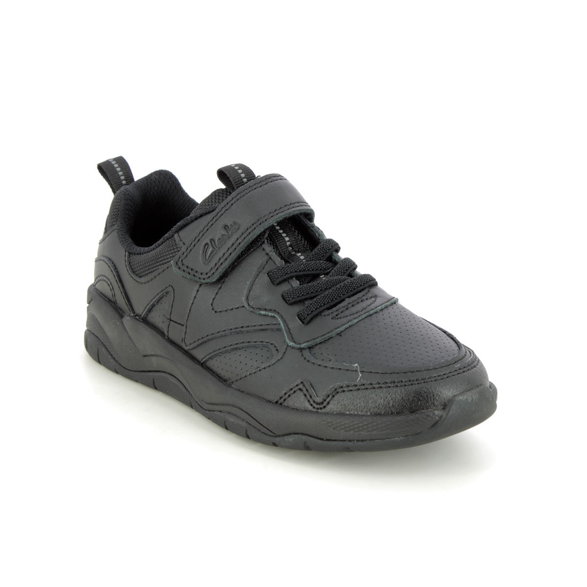 Clarks Clowder Sprint O Black Leather Kids Boys Shoes 661706F In Size 13.5 In Plain Black Leather F Width Fitting Regular Fit For School For kids