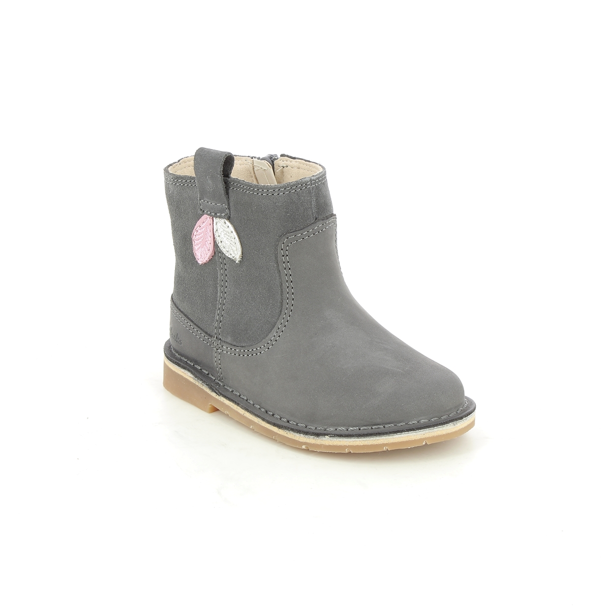 Clarks Comet Style T Grey Leather Kids Toddler Girls Boots 619426F In Size 7.5 In Plain Grey Leather F Width Fitting Regular Fit For kids