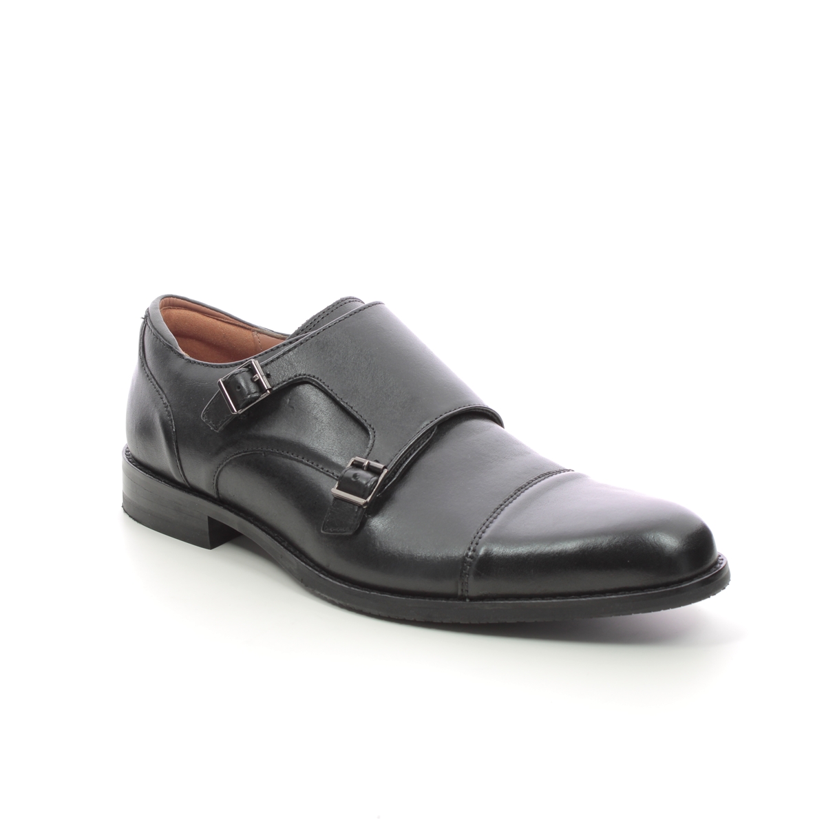 Clarks Craftarlo Monk Black Leather Mens Formal Shoes 724517G In Size 8.5 In Plain Black Leather G Width Fitting