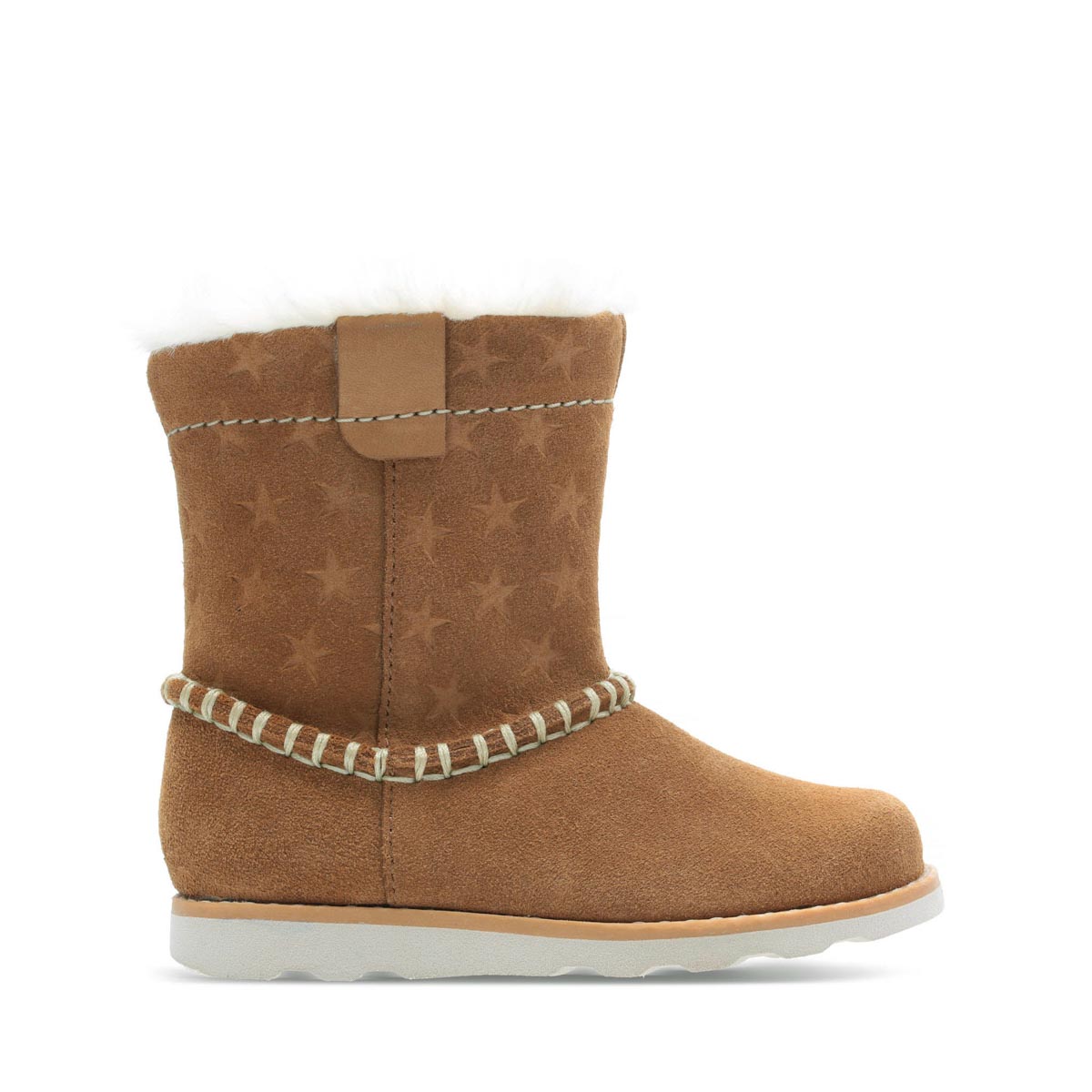 Clarks Crown Piper T Tan Suede Kids Toddler Girls Boots 4387-27G in a Plain Leather in Size 9