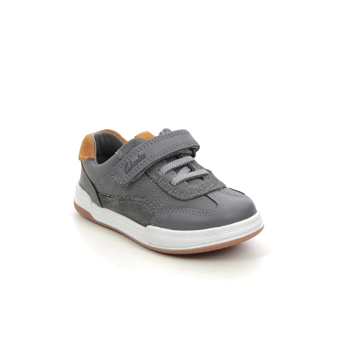 Clarks Fawn Family T Grey Leather Kids Boys Toddler Shoes 751286F In Size 4.5 In Plain Grey Leather F Width Fitting Regular Fit For kids