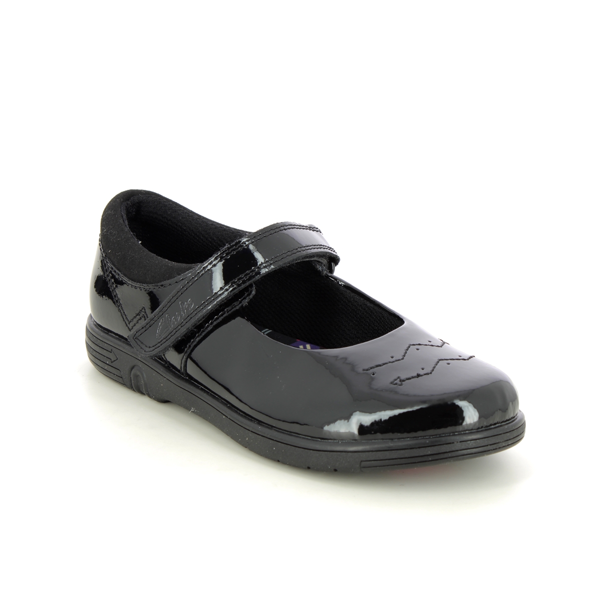 Clarks Jazzy Jig K Mary Jane Black Patent Kids Girls School Shoes 753086F In Size 10 In Plain Black Patent F Width Fitting Regular Fit For School For