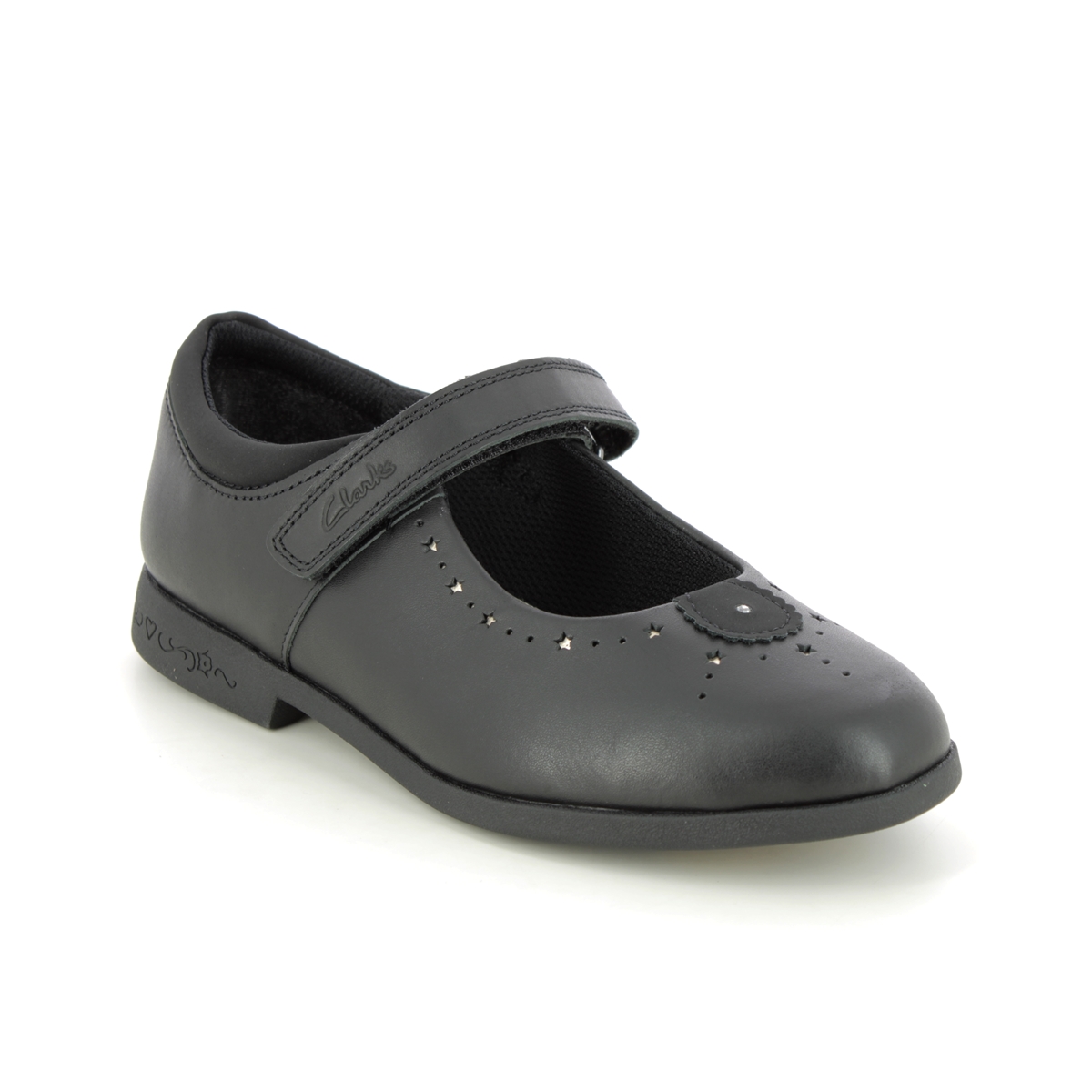 Clarks Magic Step Mj O Black Leather Kids Girls School Shoes 697056F In Size 2.5 In Plain Black Leather F Width Fitting Regular Fit For School For kid