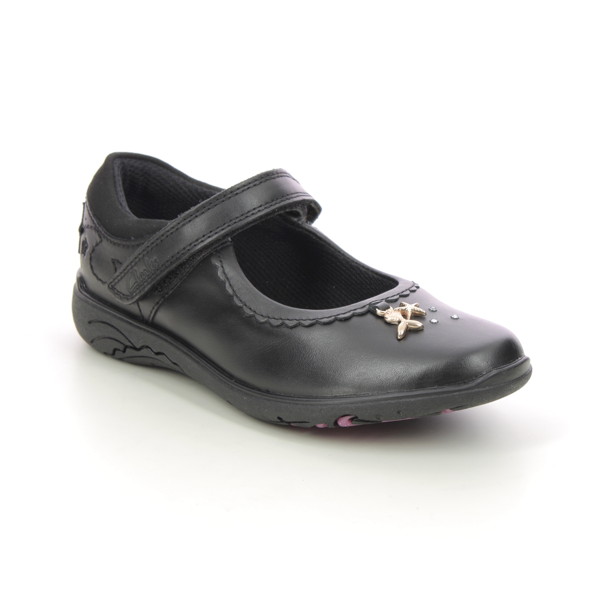 Clarks Relda Sea K Mary Jane Black Leather Kids Girls School Shoes 722407G In Size 11.5 In Plain Black Leather G Width Fitting For School For kids