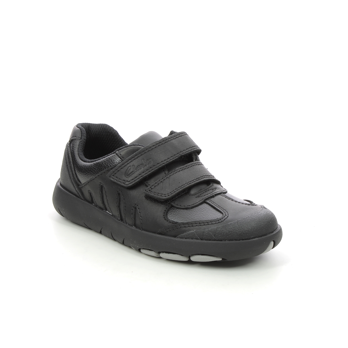 Clarks Rex Stride K Black Leather Kids Boys Shoes 626987G In Size 12 In Plain Black Leather G Width Fitting For School For kids