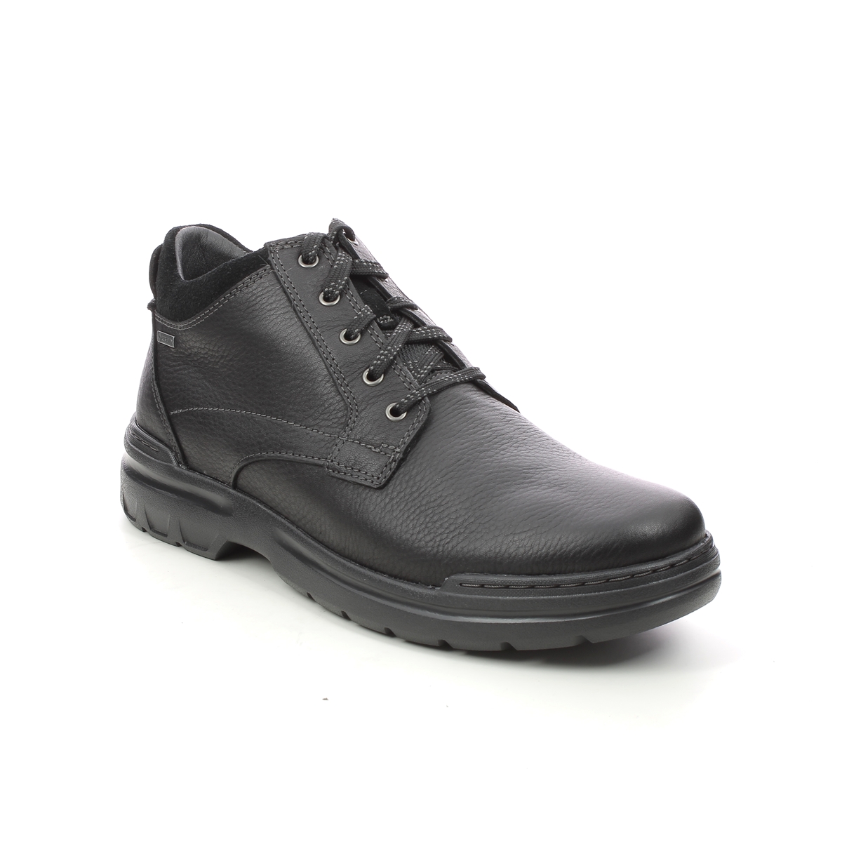 Clarks Rockie 2 Up Gtx Black Leather Mens Boots 612568H In Size 9 In Plain Black Leather H Width Fitting Extra Wide