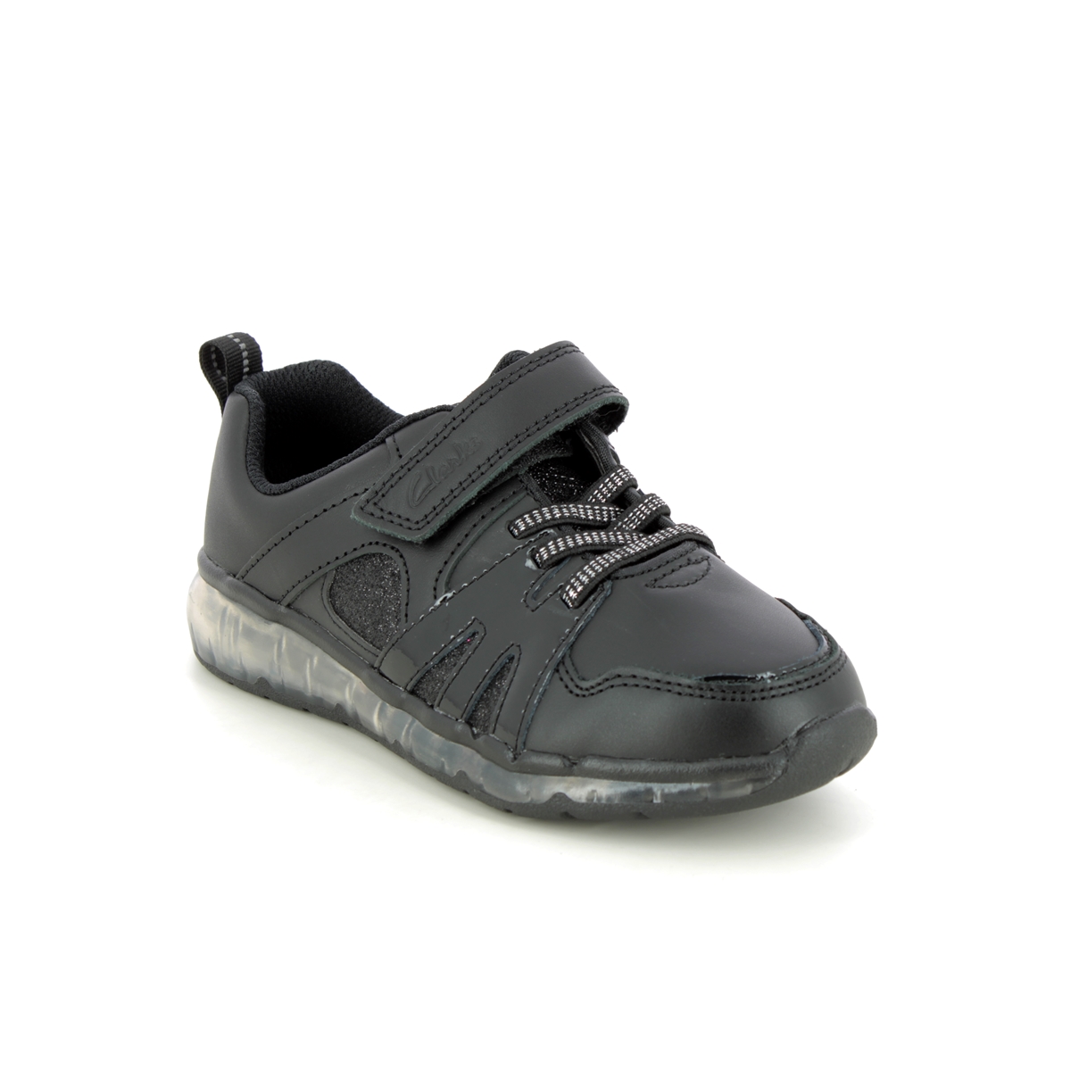 Clarks Spark Glow K Black Leather Kids Girls School Shoes 686657G In Size 10 In Plain Black Leather G Width Fitting For School For kids