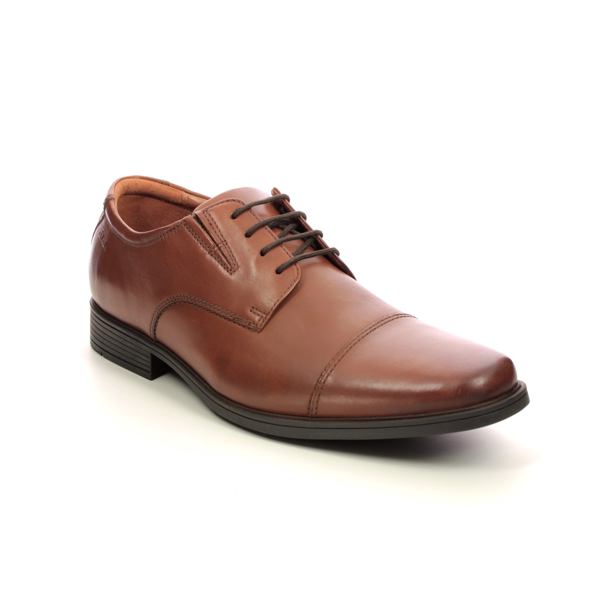 Clarks Tilden Cap Dark Tan Mens Formal Shoes 300968H In Size 9.5 In Plain Dark Tan H Width Fitting Extra Wide
