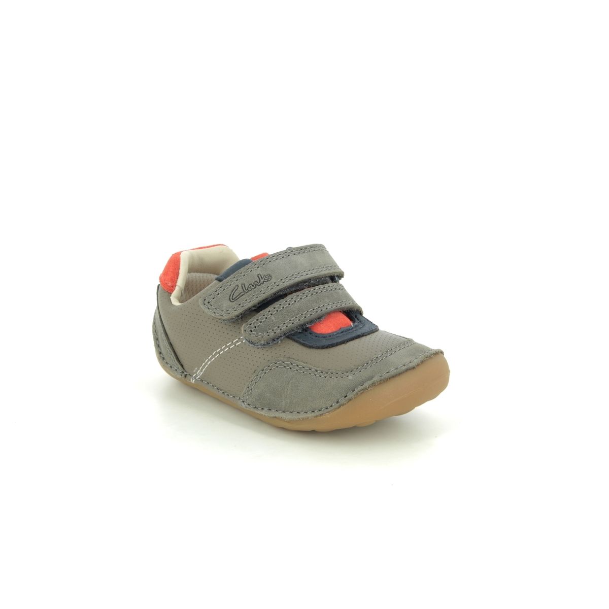 Clarks Tiny Dusk T Dark Grey Leather Kids Boys First Shoes 5472-36F in a Plain Leather in Size 3.5