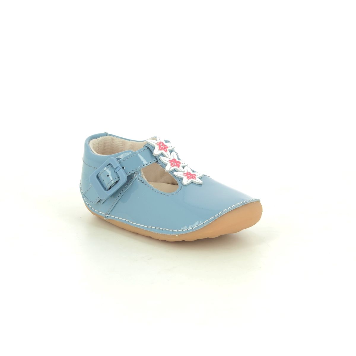 Clarks Tiny Flower T Blue Kids girls first and baby shoes 5763-77G in a Plain Leather in Size 3.5