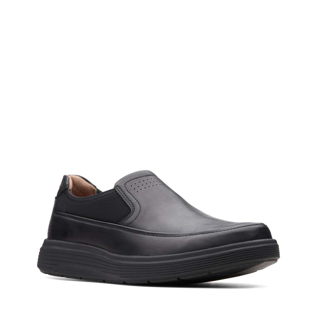 Clarks Un Abode Go Black leather Mens Slip-on Shoes 3707-67G in a Plain Leather in Size 11