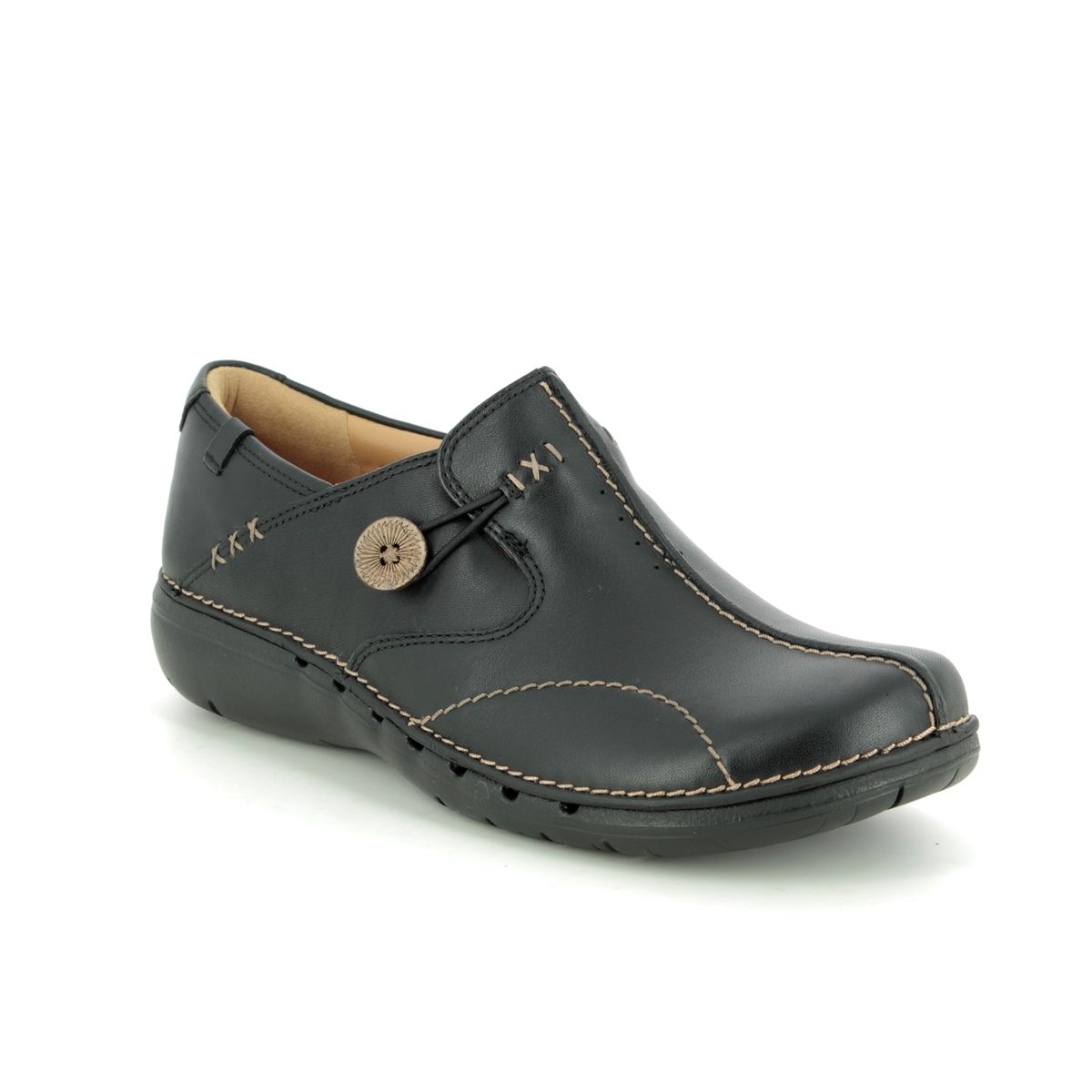 Clarks Un Loop Black Womens Comfort Slip On Shoes 1283-74D In Size 3.5 In Plain Black