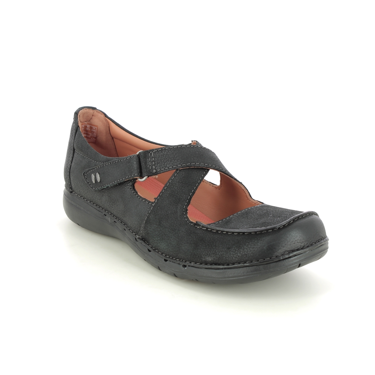 Clarks Un Loop Strap Black Leather Womens Mary Jane Shoes 749704D In Size 4 In Plain Black Leather
