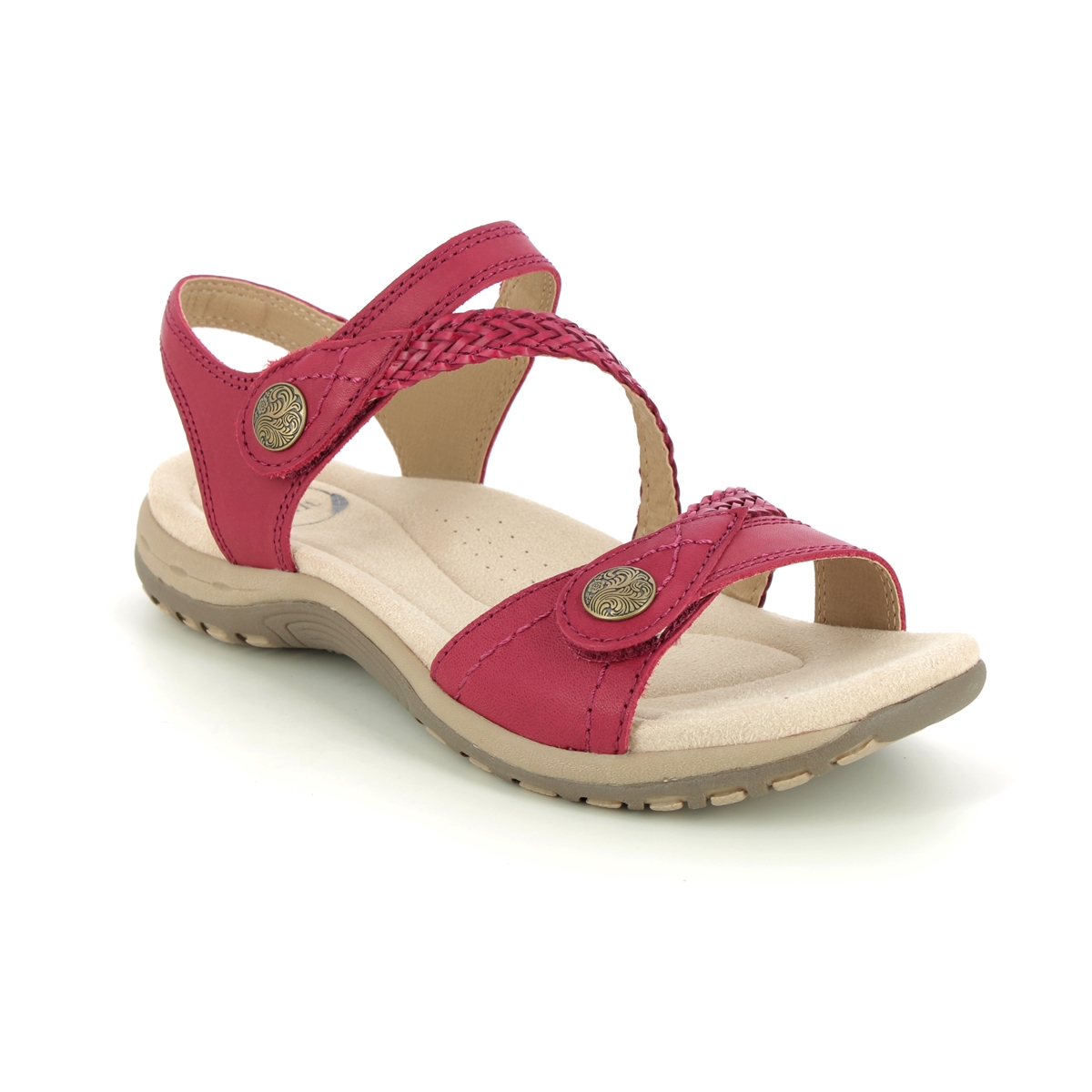 Earth Spirit Malibu Red Leather Womens Comfortable Sandals 40571- In Size 8 In Plain Red Leather