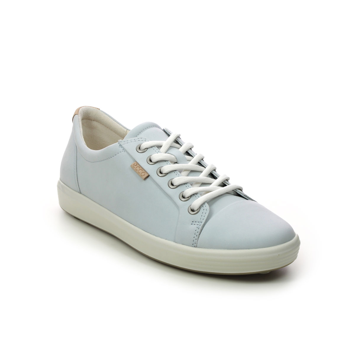 Ecco Soft 7 Lace Pale Blue Womens Trainers 430003-60728 In Size 37 In Plain Pale Blue