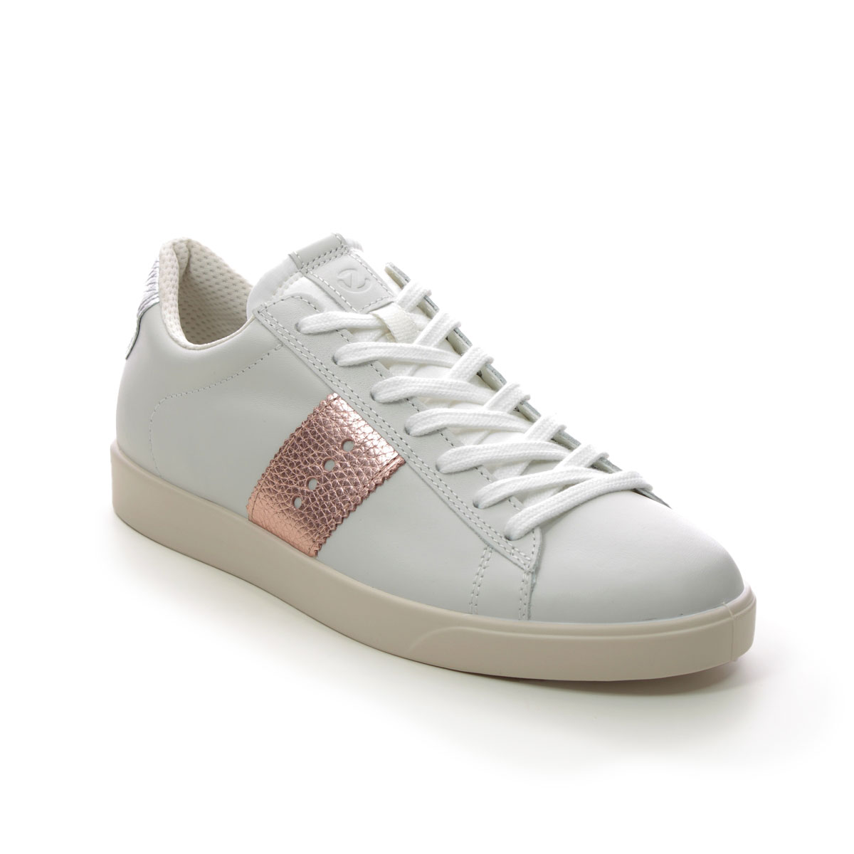 Ecco Street Lite Womens White Rose Gold Womens Trainers 212803-60717 In Size 41 In Plain White Rose Gold