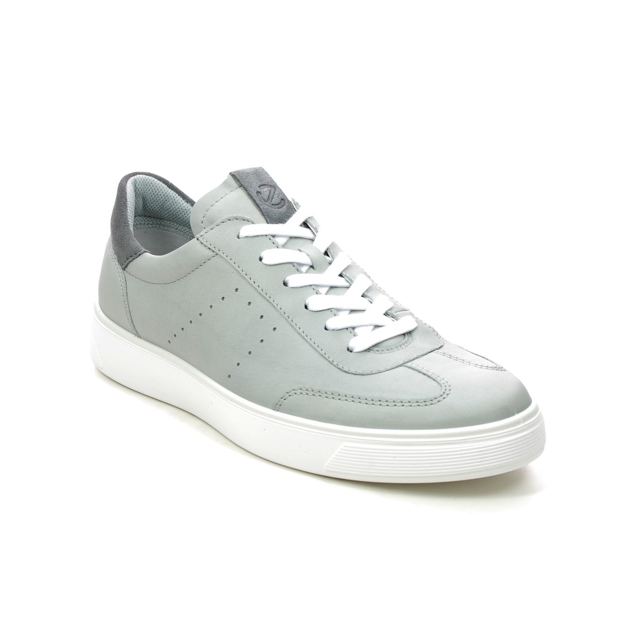 ECCO Street Tray Light Grey Leather Mens trainers 504714-54674 in a Plain Leather in Size 46