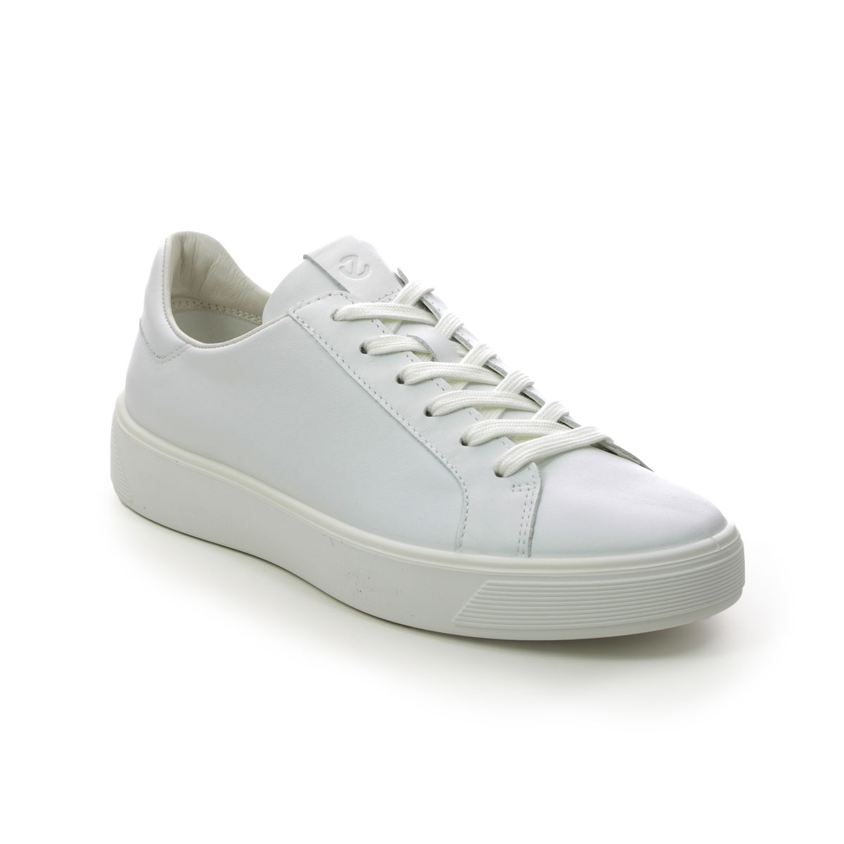 Ecco Street Tray W White Leather Womens Trainers 291143-01007 In Size 41 In Plain White Leather