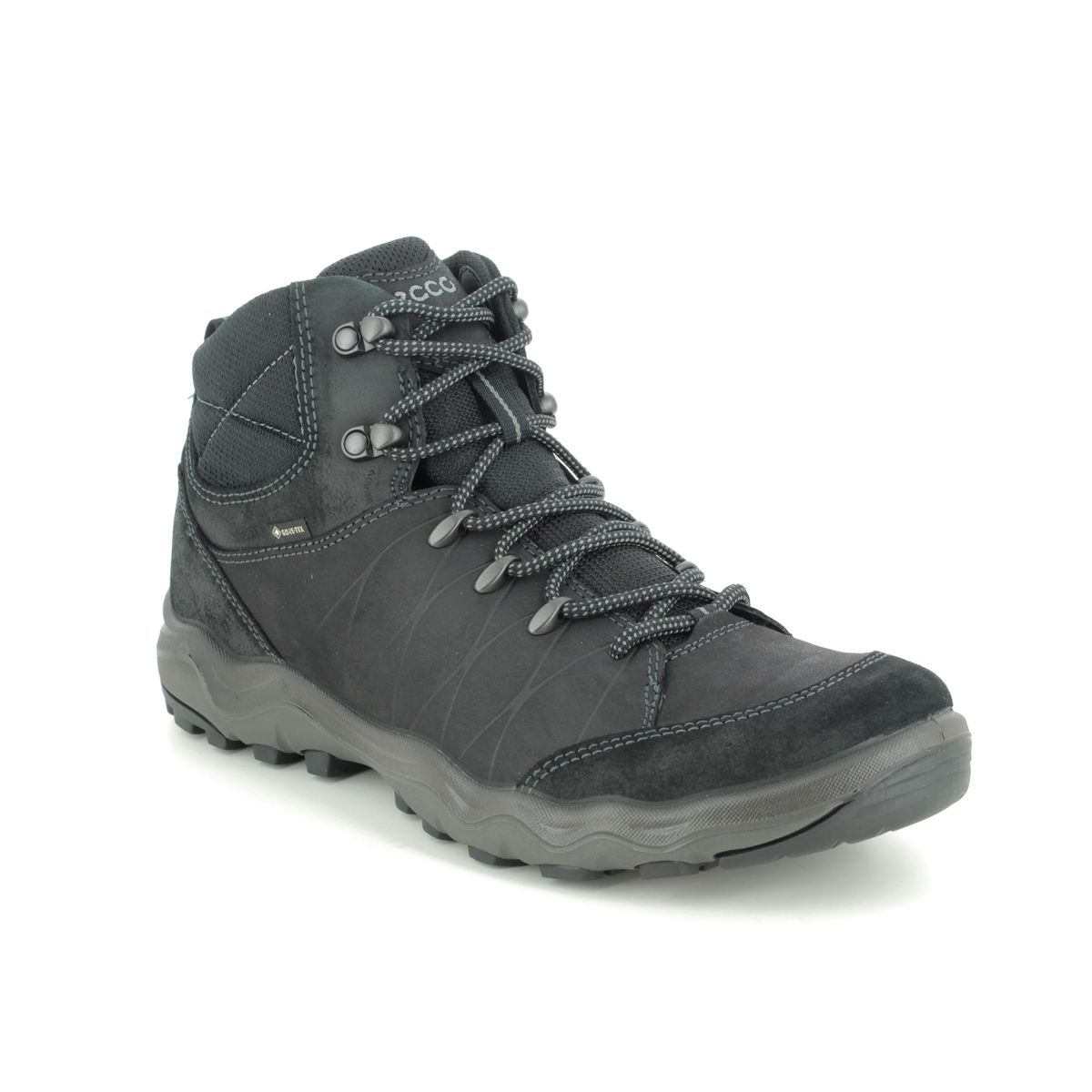 Ecco Ulterra Mens Gore Black Leather Mens Outdoor Walking Boots 823224-51052 In Size 43 In Plain Black Leather