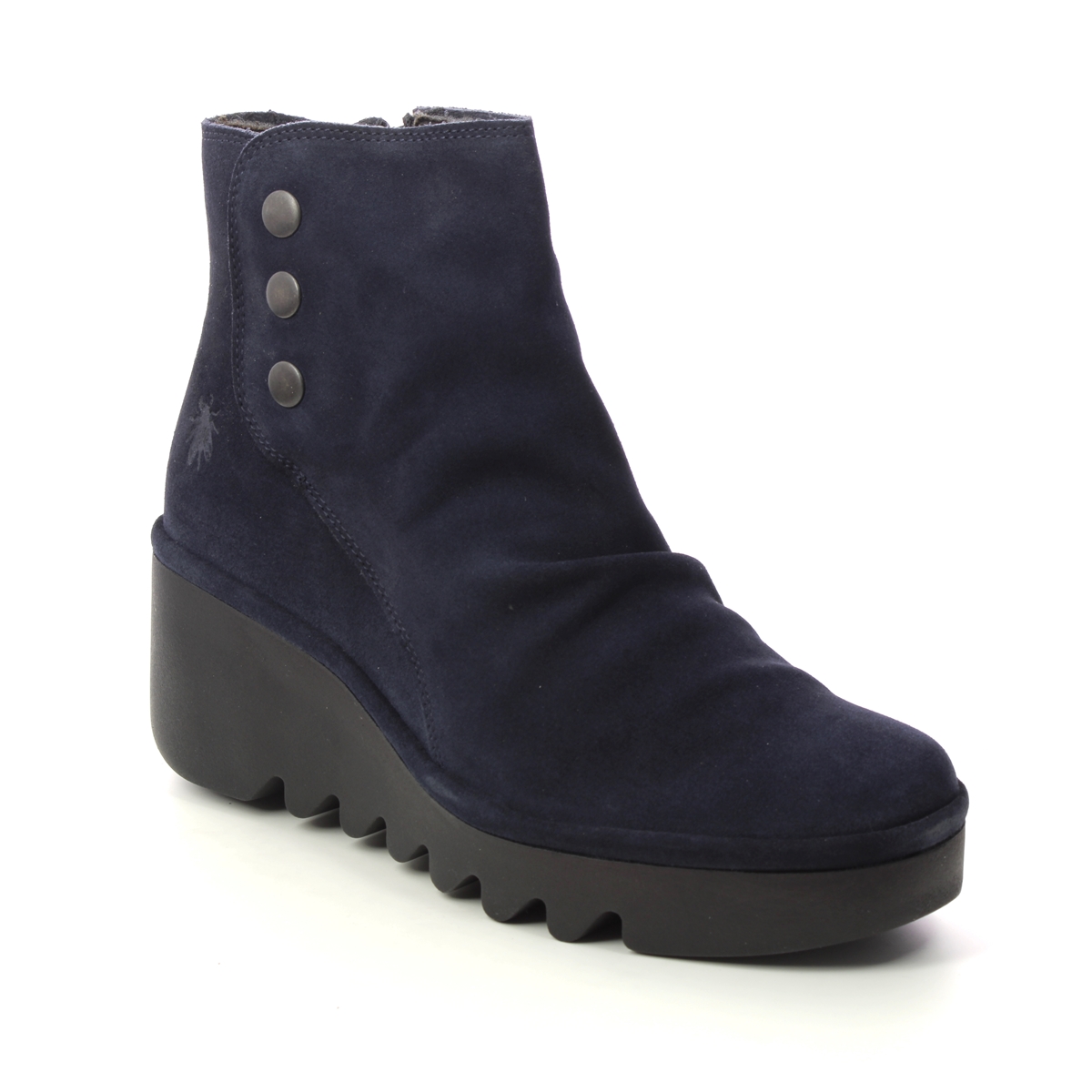 Fly London Brom  Blu Navy Suede Womens Wedge Boots P501344-006 in a Plain Leather in Size 42