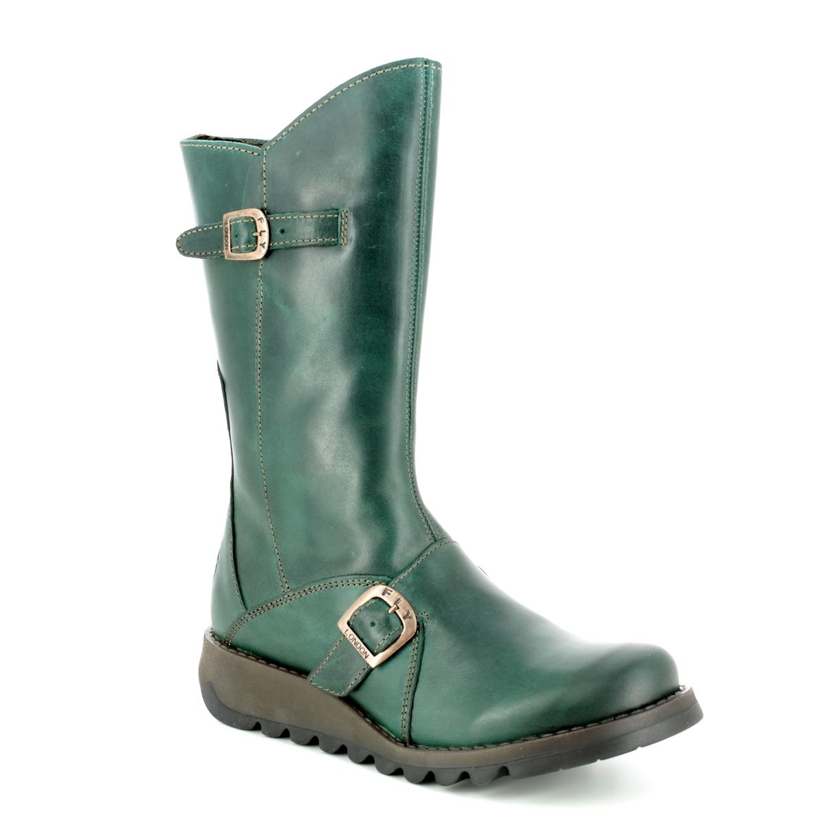 Fly London Mes 2 Petrol Leather Womens Knee-High Boots P142913 In Size 39 In Plain Petrol Leather