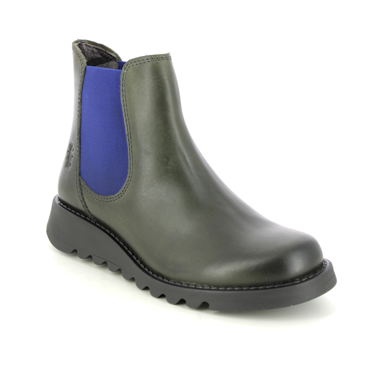 Fly London Salv Olive Leather Womens Chelsea Boots P143195 In Size 40 In Plain Olive Leather
