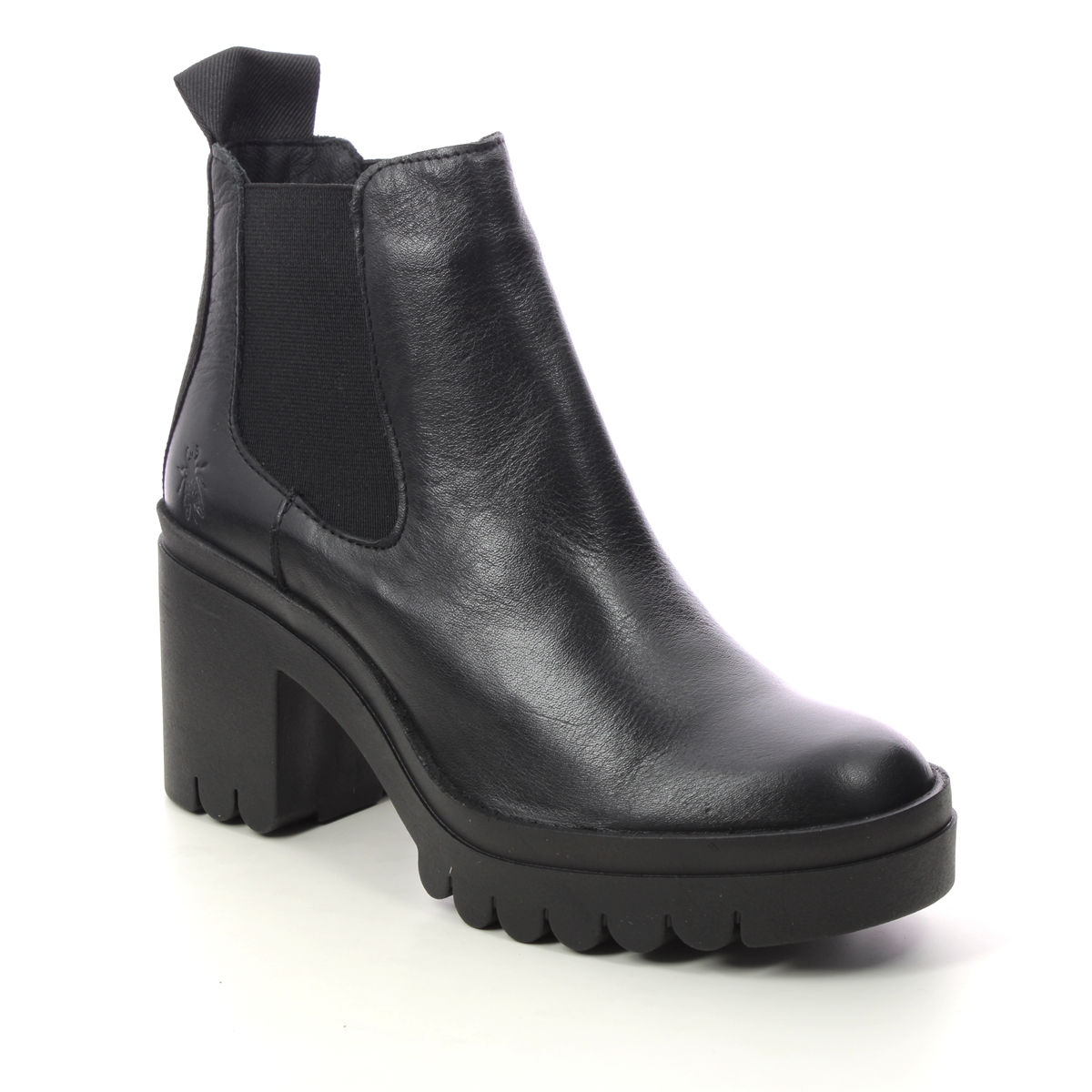 Fly London Tope   Tetley Black Leather Womens Ankle Boots P144520 In Size 38 In Plain Black Leather