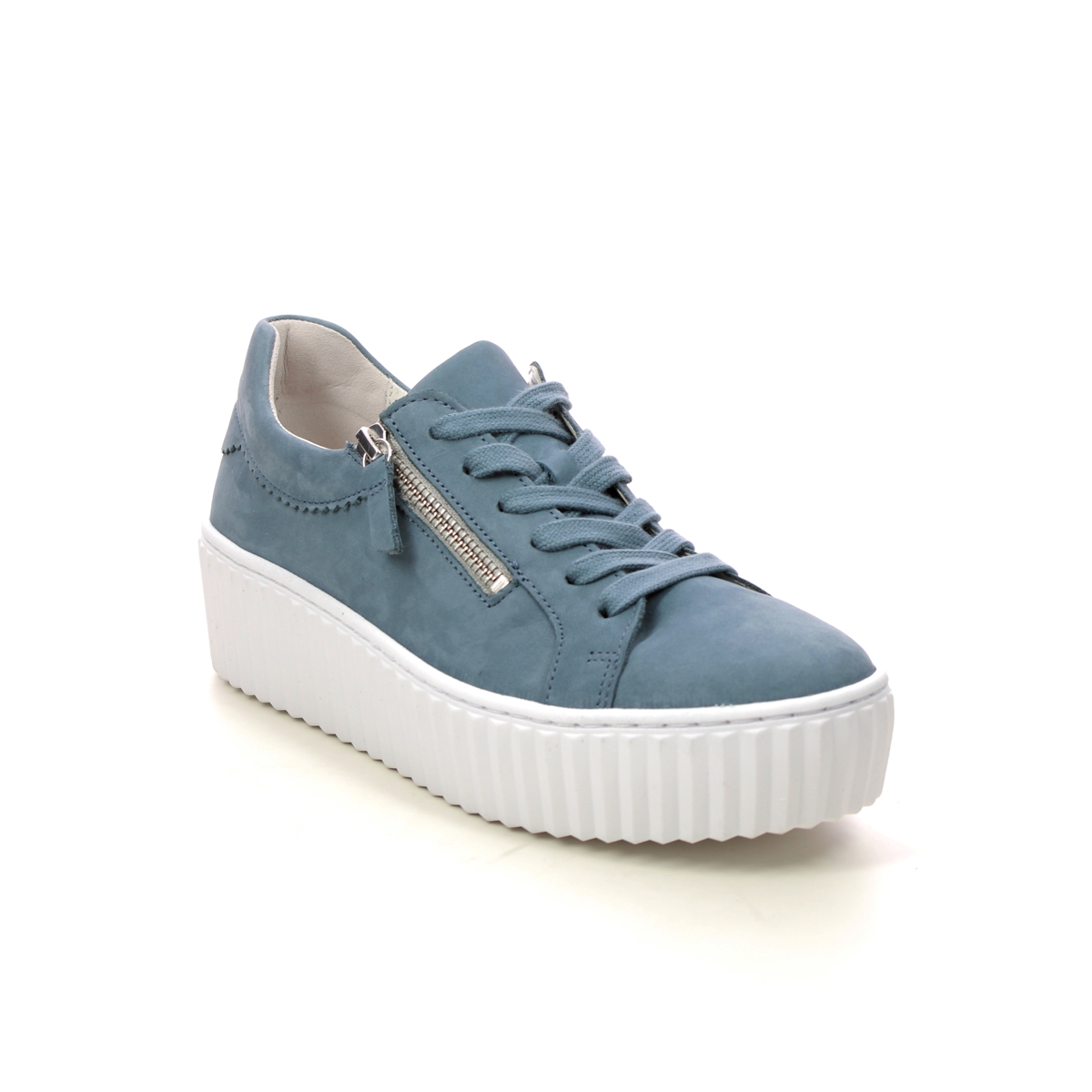 Gabor Dolly Blue Nubuck Womens Trainers 83.200.18 In Size 4.5 In Plain Blue Nubuck  Womens Trainers In Soft Blue Nubuck Leather
