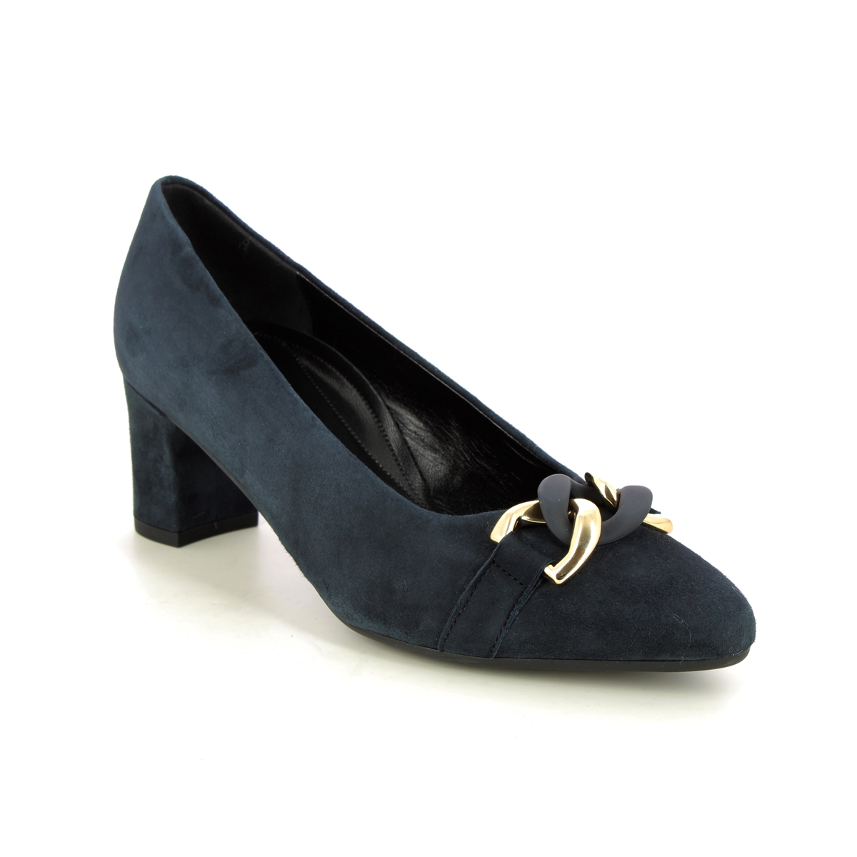 Gabor Hedge Tanfield Navy Suede Womens Court Shoes 22.151.46 In Size 6.5 In Plain Navy Suede  Womens Court Shoes In Soft Navy Suede Leather