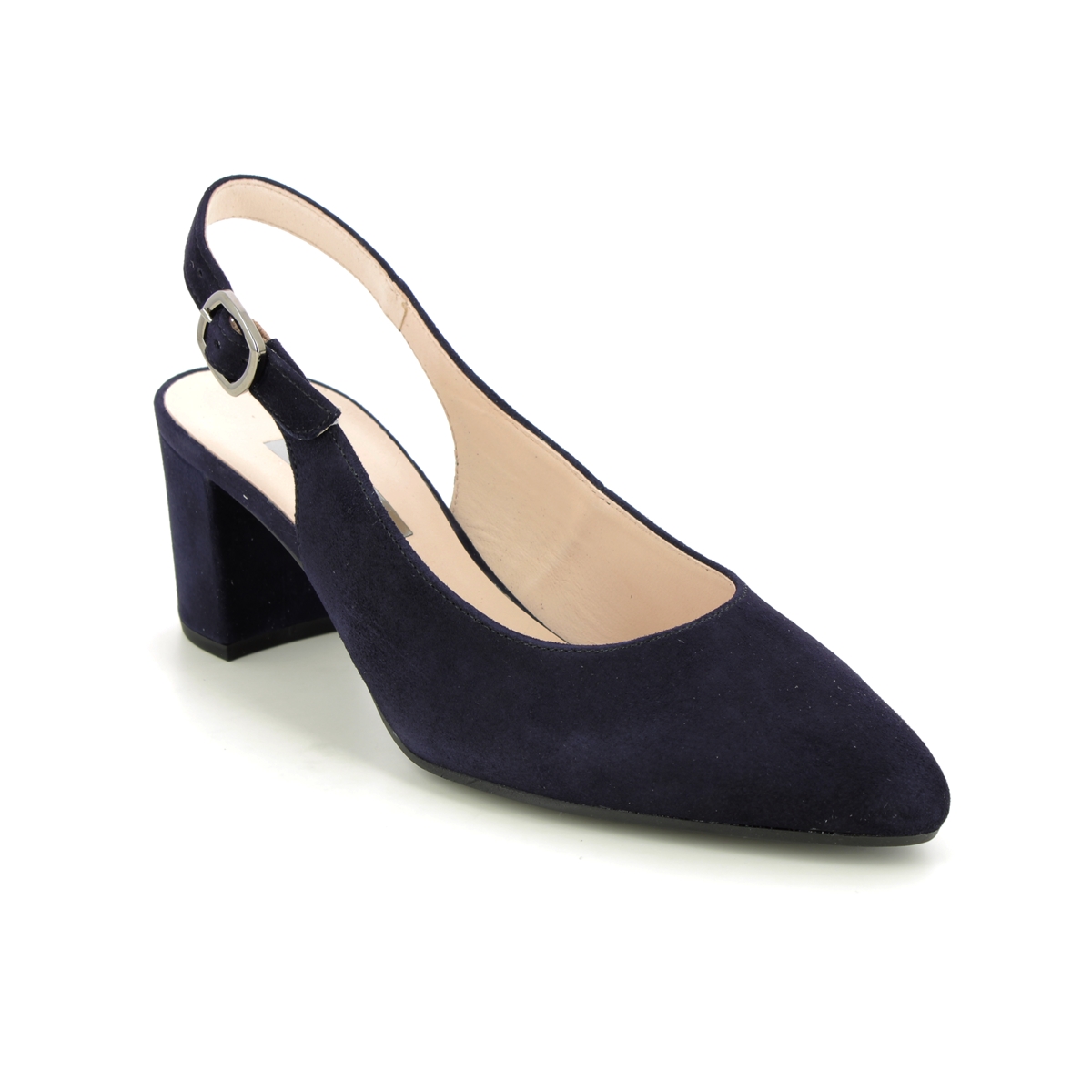 Gabor Helmsdale Navy Suede Womens Slingback Shoes 21.540.16 In Size 5 In Plain Navy Suede  Womens Court Shoes In Soft Navy Suede Leather