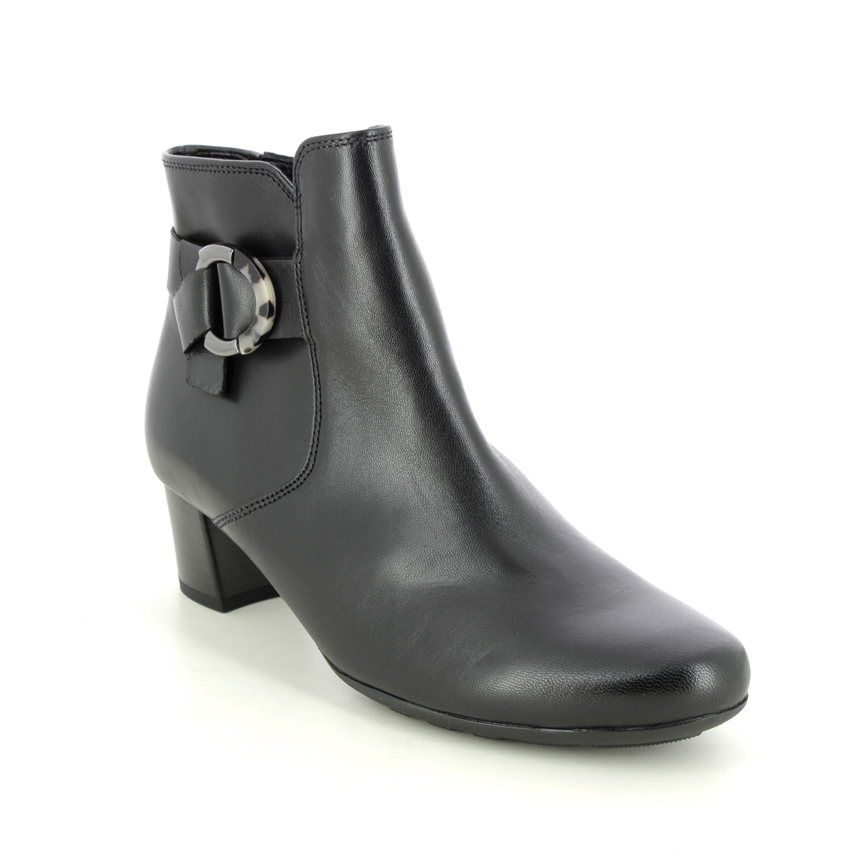 Gabor Hemp Black Leather Womens Heeled Boots 32.824.57 In Size 5 In Plain Black Leather  Womens Ankle Boots In Soft Black Leather Leather