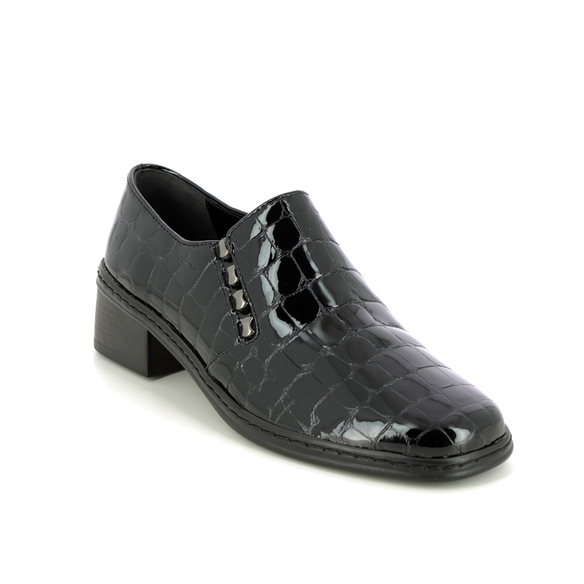 Gabor Hertha Dots Black Croc Womens Comfort Slip On Shoes 04.443.97 In Size 5 In Plain Black Croc Effect  Womens Comfort Slip On Shoes In Soft Black C