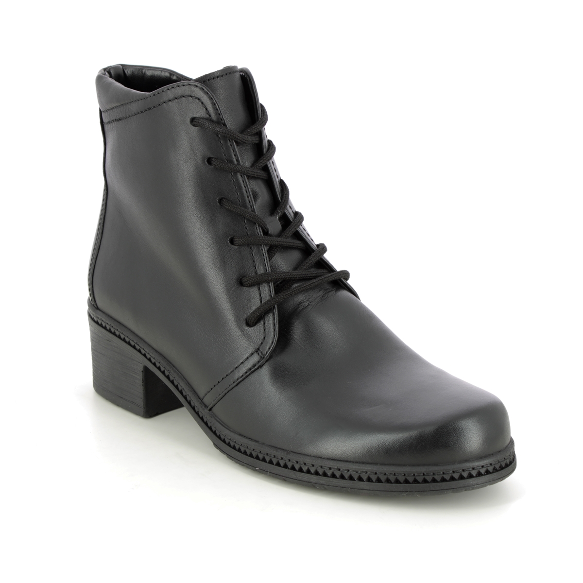 Gabor Mena Soul Black Leather Womens Lace Up Boots 94.661.27 In Size 6 In Plain Black Leather  Womens Ankle Boots In Soft Black Leather Leather