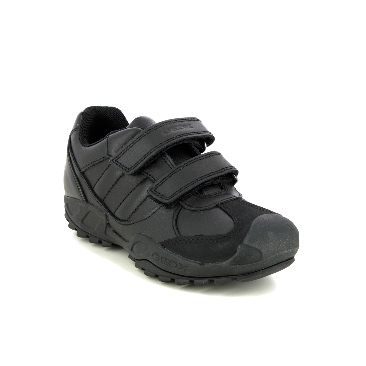 Geox - Savage Low Cut (Black Leather) J841Vb-C9999 In Size 38 In Plain Black Leather For School For kids