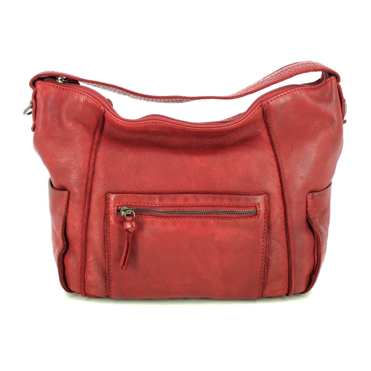 Gianni Conti Aosta Hobo Red Leather Womens Handbag 4294824-50 In Size 2 In Plain Red Leather