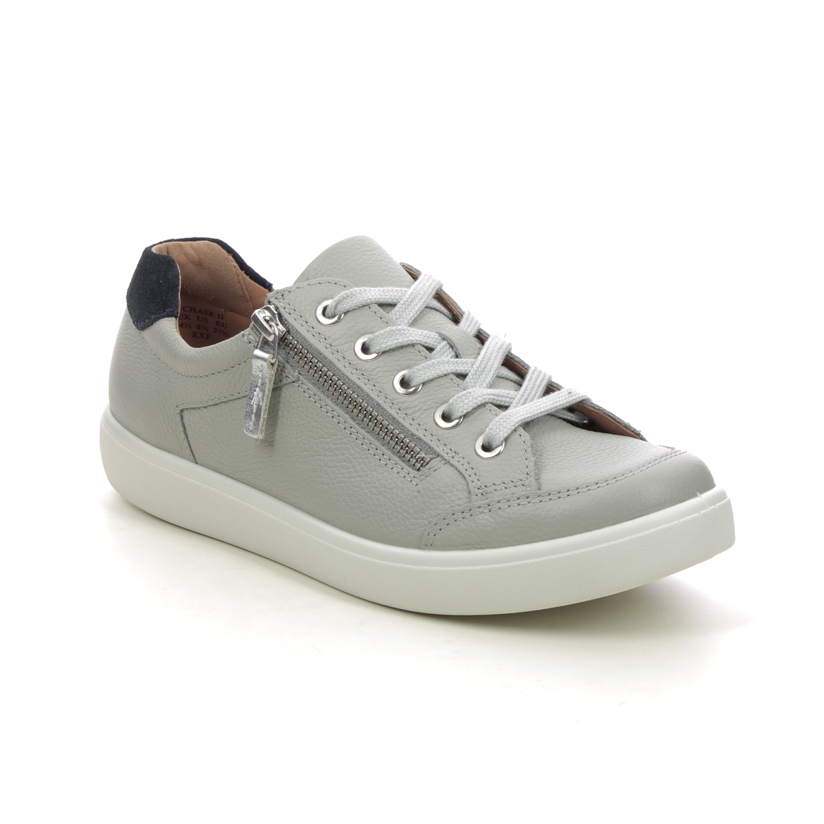 Hotter Chase 2 Wide Light Grey Leather Womens trainers 16116-03 in a Plain Leather in Size 7