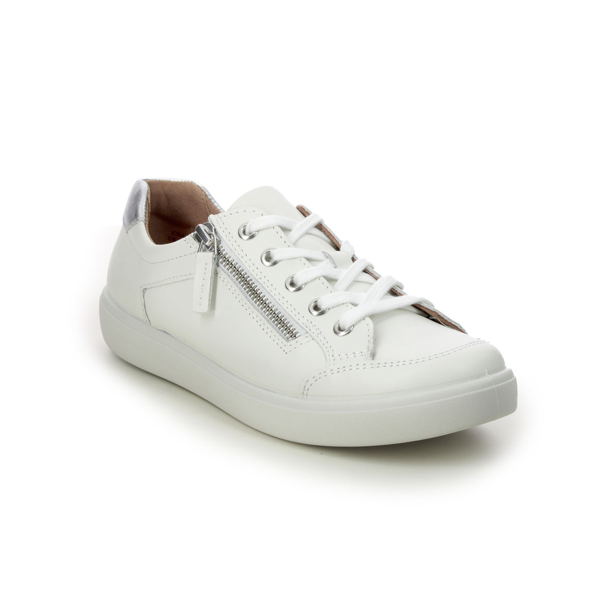 Hotter Chase 2 Wide WHITE LEATHER Womens trainers 16111-61 in a Plain Leather in Size 4.5