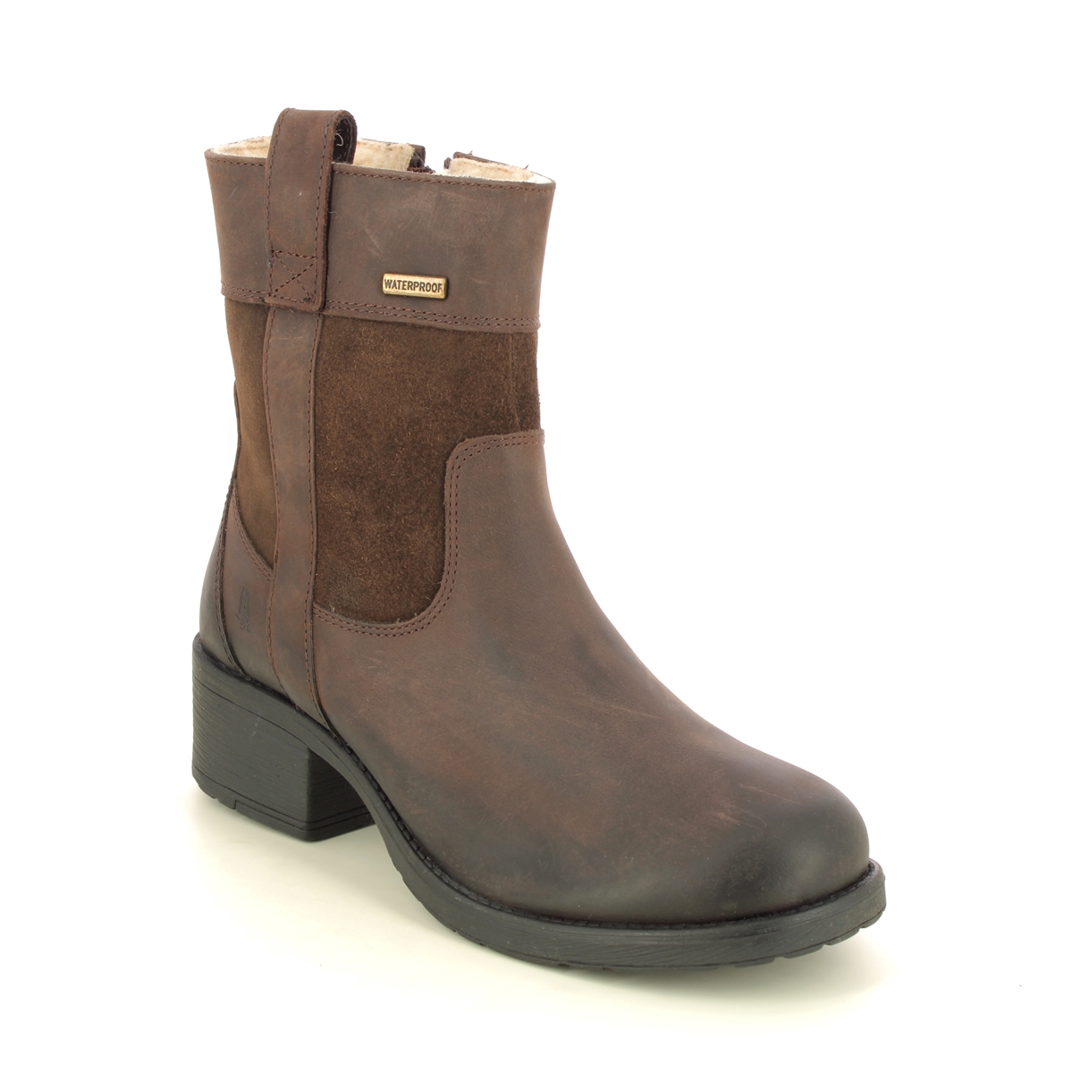 Hush Puppies - Saskia Tex (Brown Leather) 35660-66521 In Size 8 In Plain Brown Leather