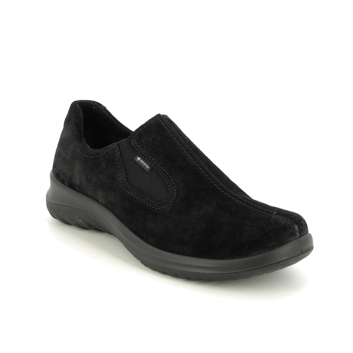 Legero Soft Shoe Gtx Black Suede Womens Comfort Slip On Shoes 2009568-0000 In Size 7.5 In Plain Black Suede