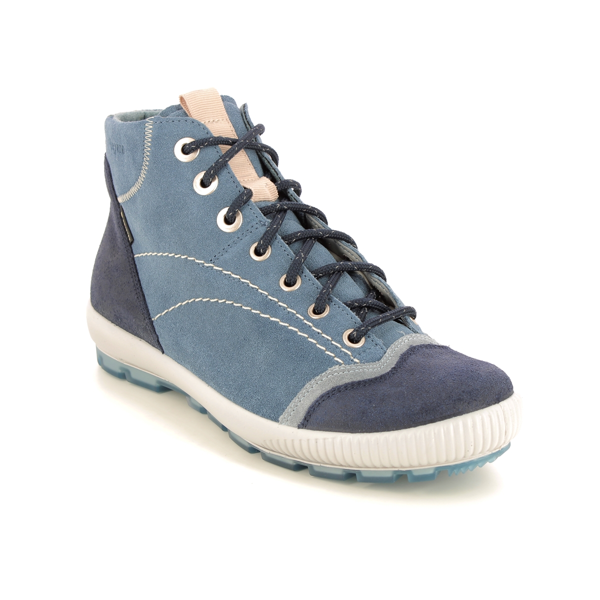 Legero Tanaro Gtx Trek Blue Suede Womens Walking Boots 2000123-8620 In Size 6.5 In Plain Blue Suede
