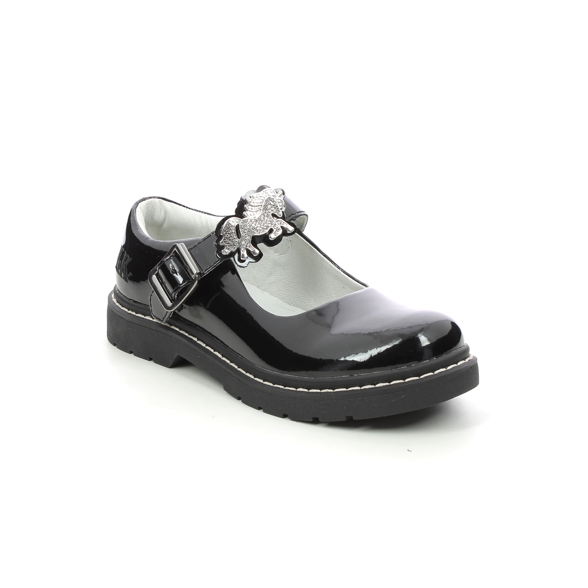 Lelli Kelly Bessie Unicorn Black patent Kids Girls shoes LK8361-DB01 in a Plain  in Size 36