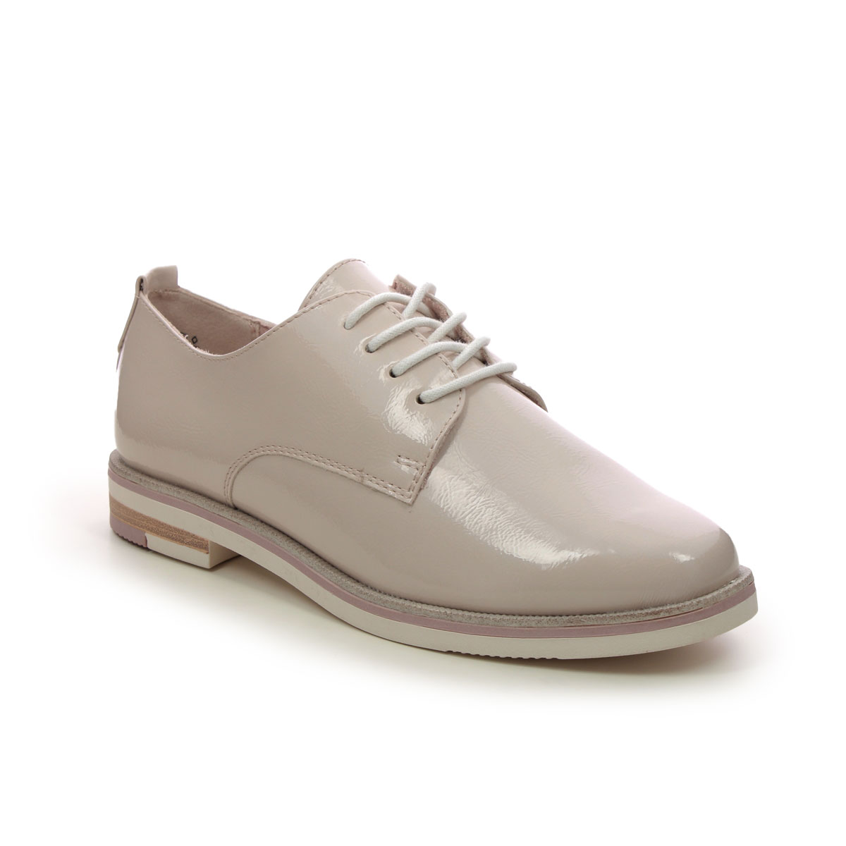 Marco Tozzi Bacone Nude Patent Womens Brogues 23200-41-522 in a Plain Man-made in Size 41