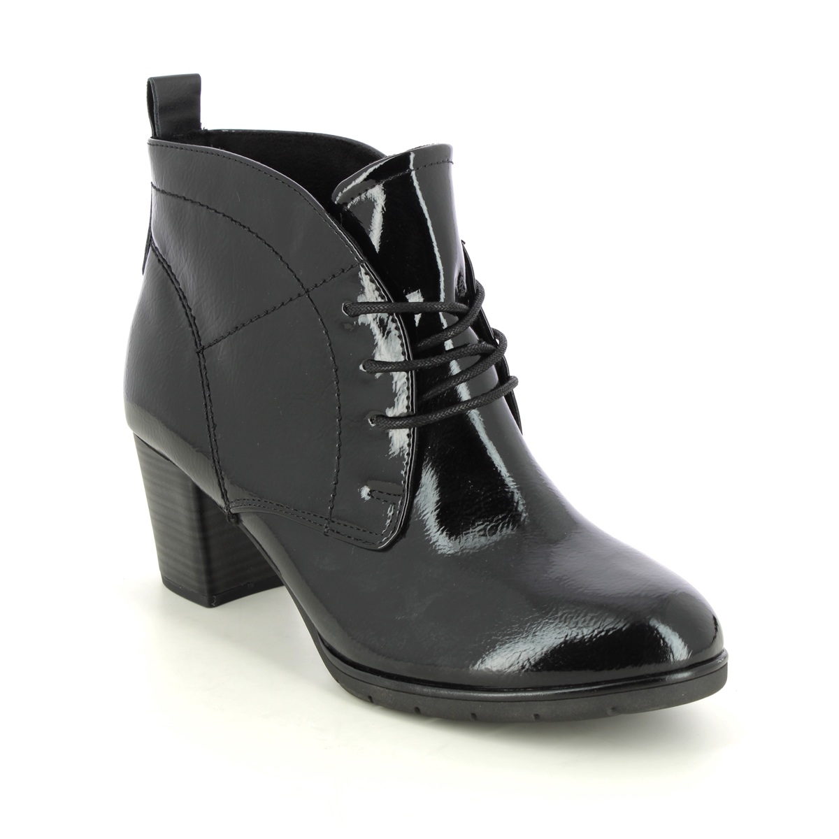 Marco Tozzi Pepalow Black Patent Womens Heeled Boots 25109-41-018 In Size 37 In Plain Black Patent
