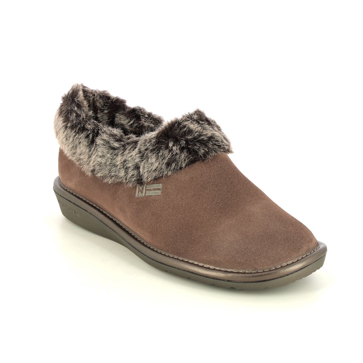 Nordikas Toasty Fur Taupe Suede Womens Slippers 1358-53 In Size 41 In Plain Taupe Suede