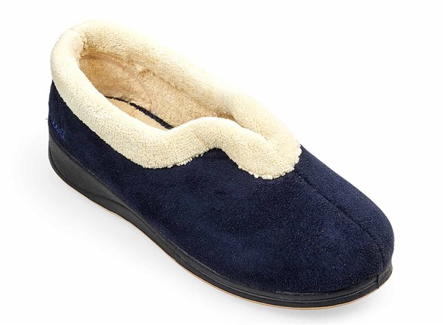 Padders Carmen Ee Fit Navy Womens slippers 417-24 in a Plain Textile in Size 4