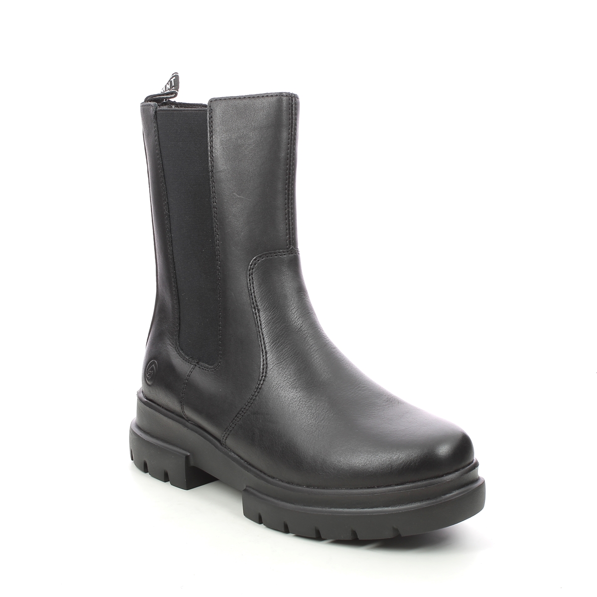 Remonte Chunky Chelsea Black Leather Womens Chelsea Boots D8971-01 In Size 38 In Plain Black Leather