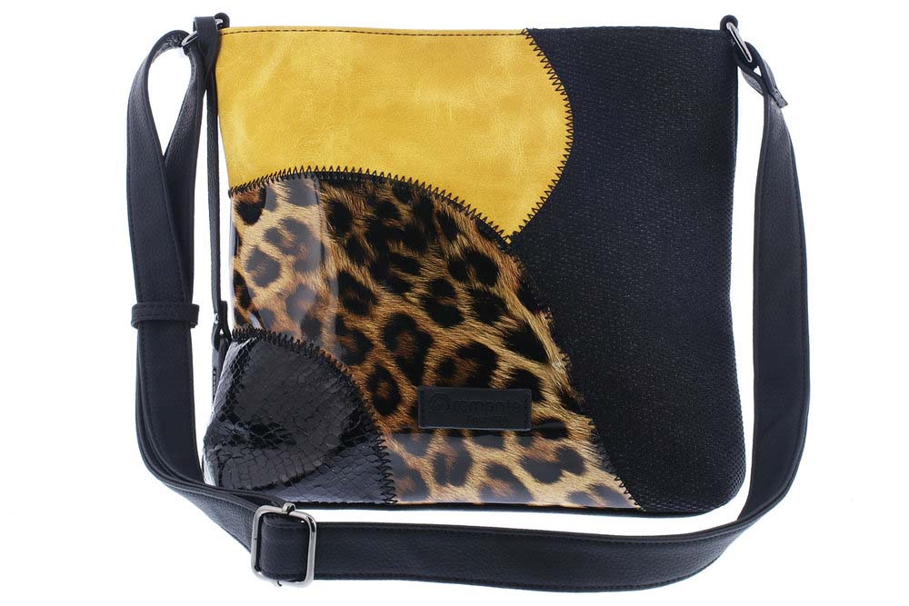 Remonte Cross Lep Yellow Black Womens Handbag Q0704-02 In Size 2 In Plain Yellow Black