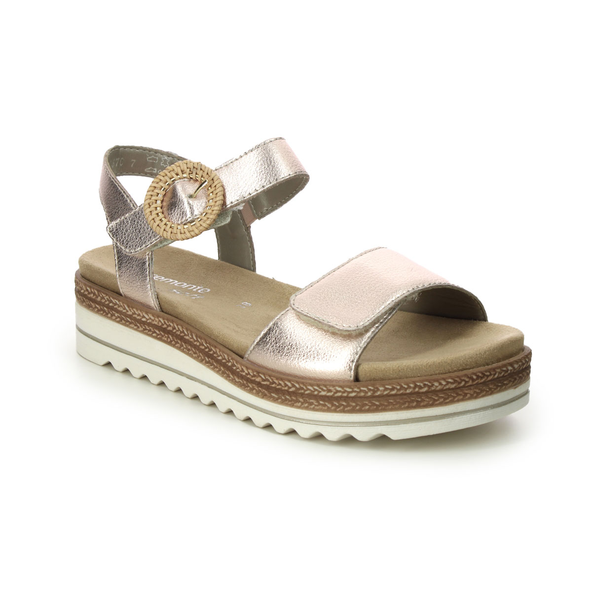 Remonte D0Q52-31 Bily  Flatform Platinum Womens Wedge Sandals in a Plain Leather in Size 40