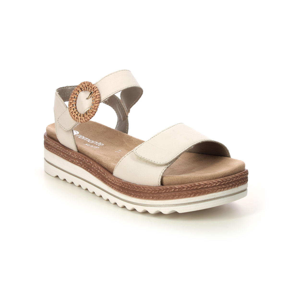 Remonte D0Q52-60 Bily  Flatform Off white Womens Flat Sandals in a Plain Leather in Size 42