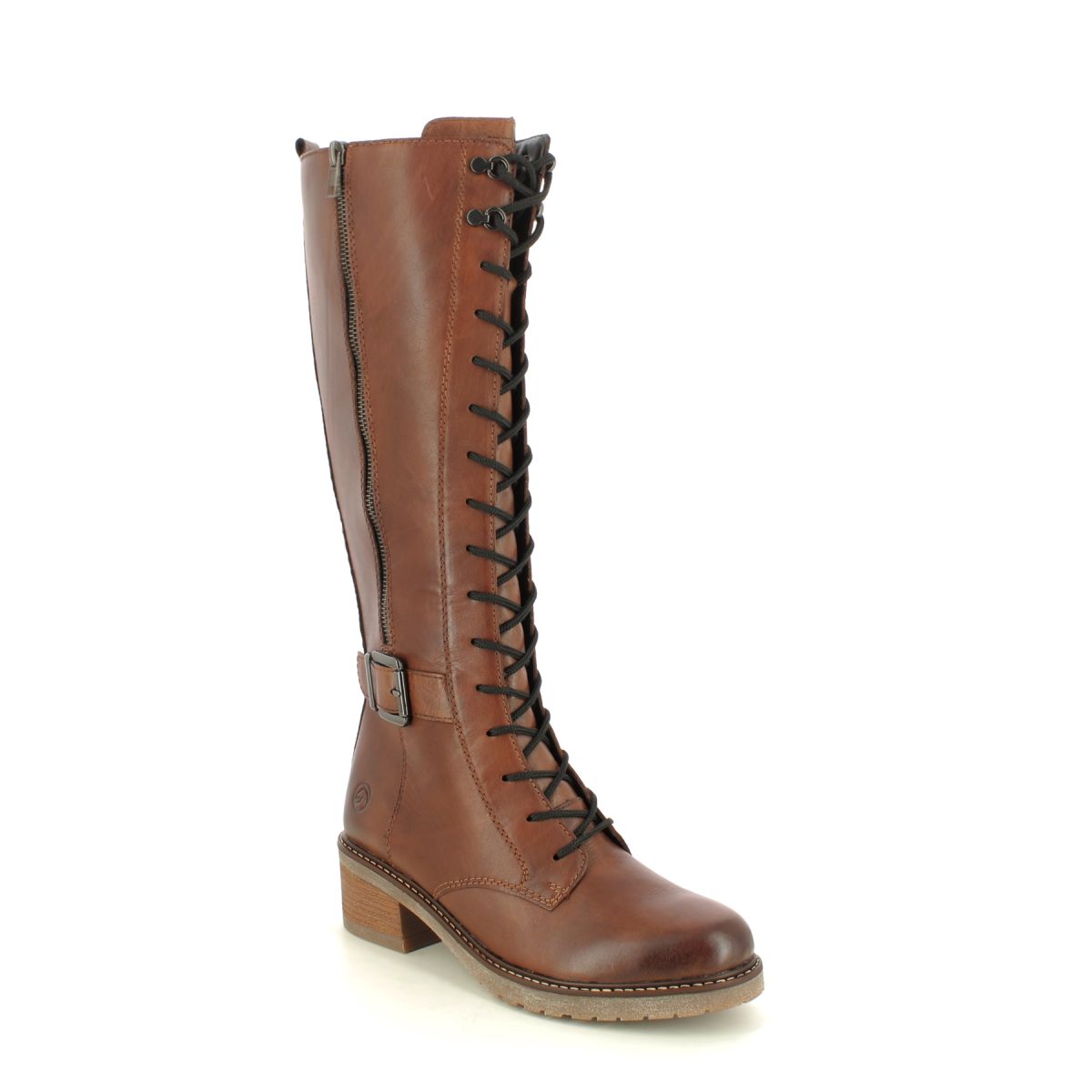Remonte Menarem Lace Brown Leather Womens Knee-High Boots D1A74-22 In Size 41 In Plain Brown Leather